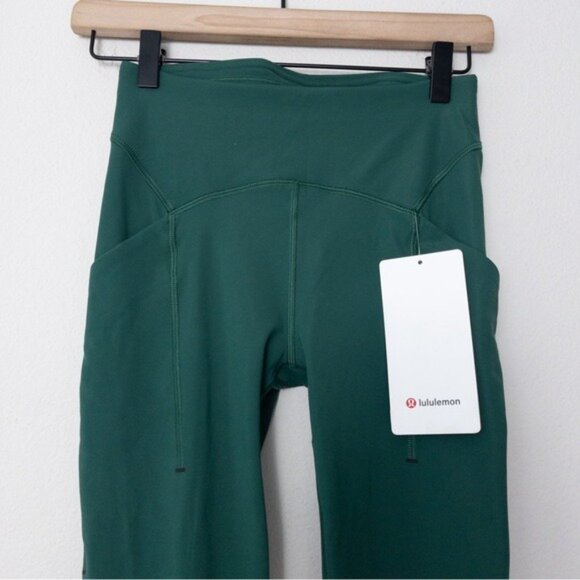 NWT Lululemon Power Thru High Rise Tight Legging 4 Evergreen 25" Pocket - Picture 7 of 12